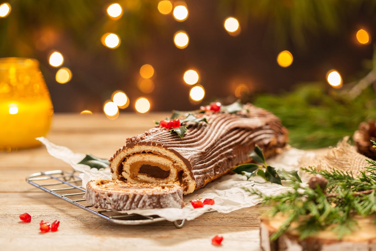 Tronco navideño, postres de Navidad, pastel para Navidad