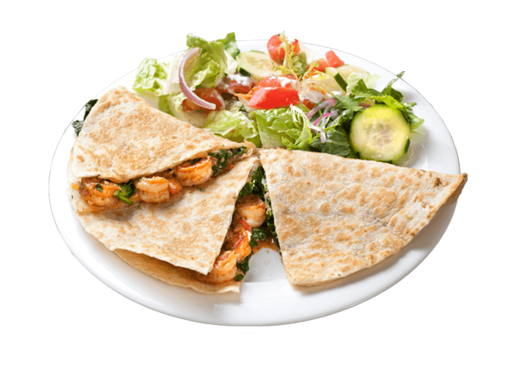 quesadillas de camarón enchilado
